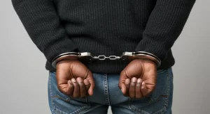 NSG Police handcuff a man