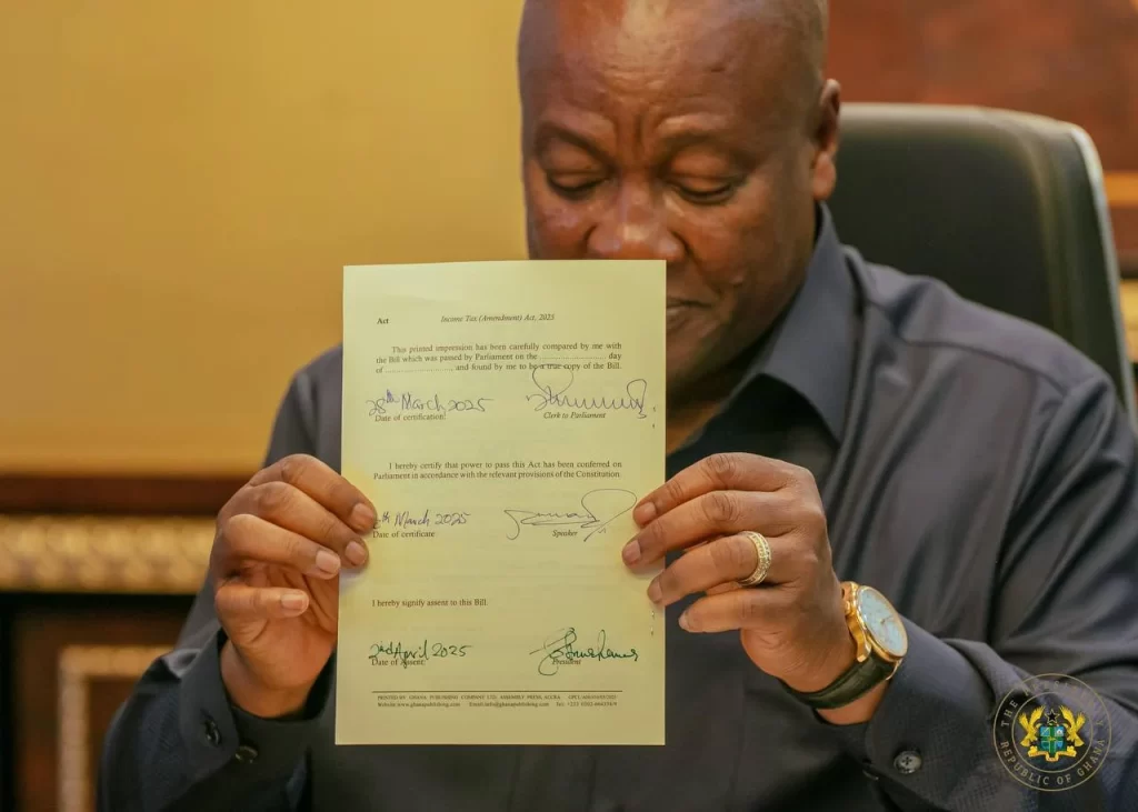 President JD Mahama signing E-Levy repeal 