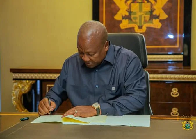 President JD Mahama signing E-Levy repeal 